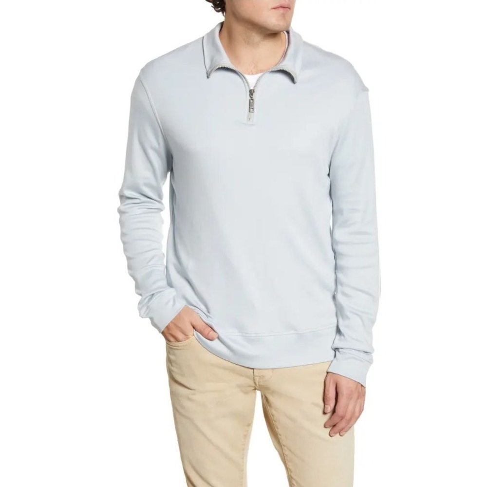 Stone Rose Performance Half Zip Pullover in Light Grey Size Large